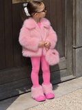 Kız Çocuk Pembe Peluş Kürk Mont