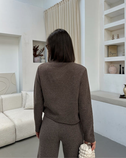 Kahverengi Selanik Düğmeli Hırka