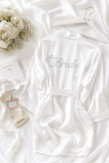 Beyaz Saten Bride Yazılı Sabahlık