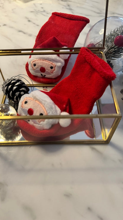 Peluş 3d Noel Baba Figürlü, Eğlenceli Bebek Çorabı