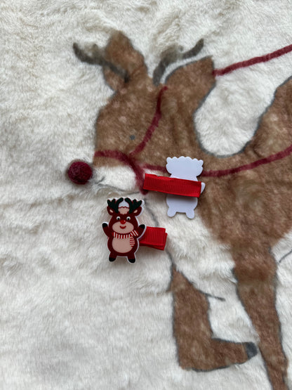 Yılbaşı Temalı Ren Geyikli 2’li Klips Toka