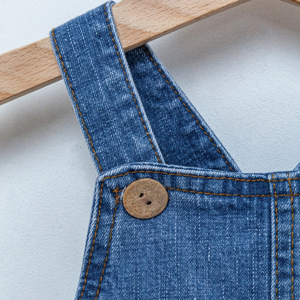 Mavi Ayıcık Figürlü Erkek Bebek Denim Tulum Takım