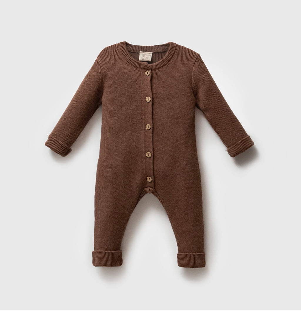 Kahverengi Triko Unisex Bebek Tulum