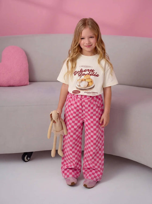 Bakery Baskılı Oversize Kız Çocuk Tshirt