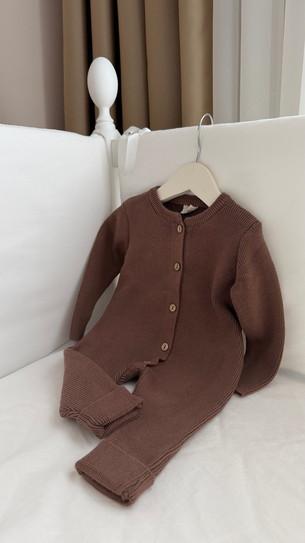 Kahverengi Triko Unisex Bebek Tulum