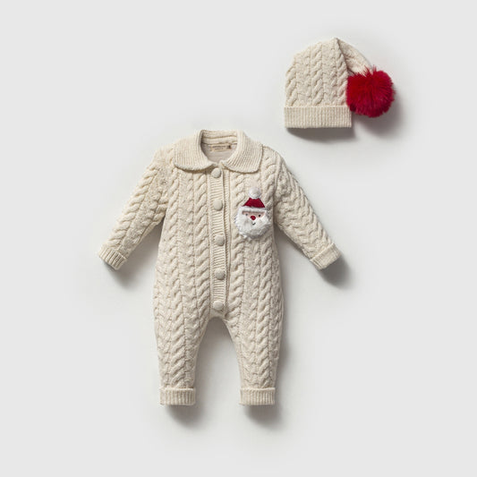 Noel Babalı Unisex Triko Bebek Tulum