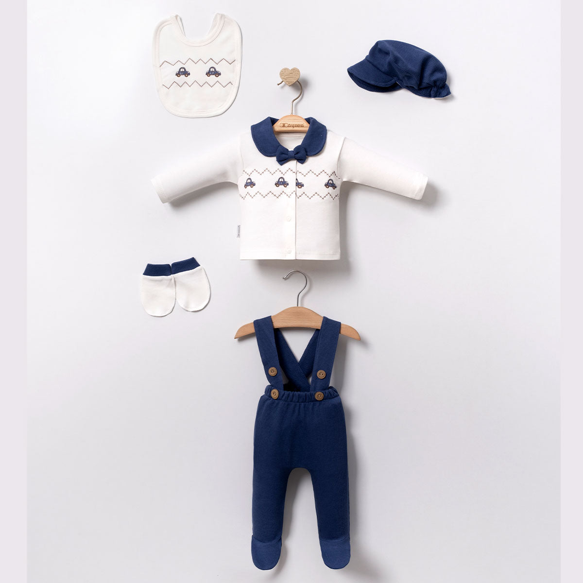 Araba Nakışlı 5li Erkek Bebek Set