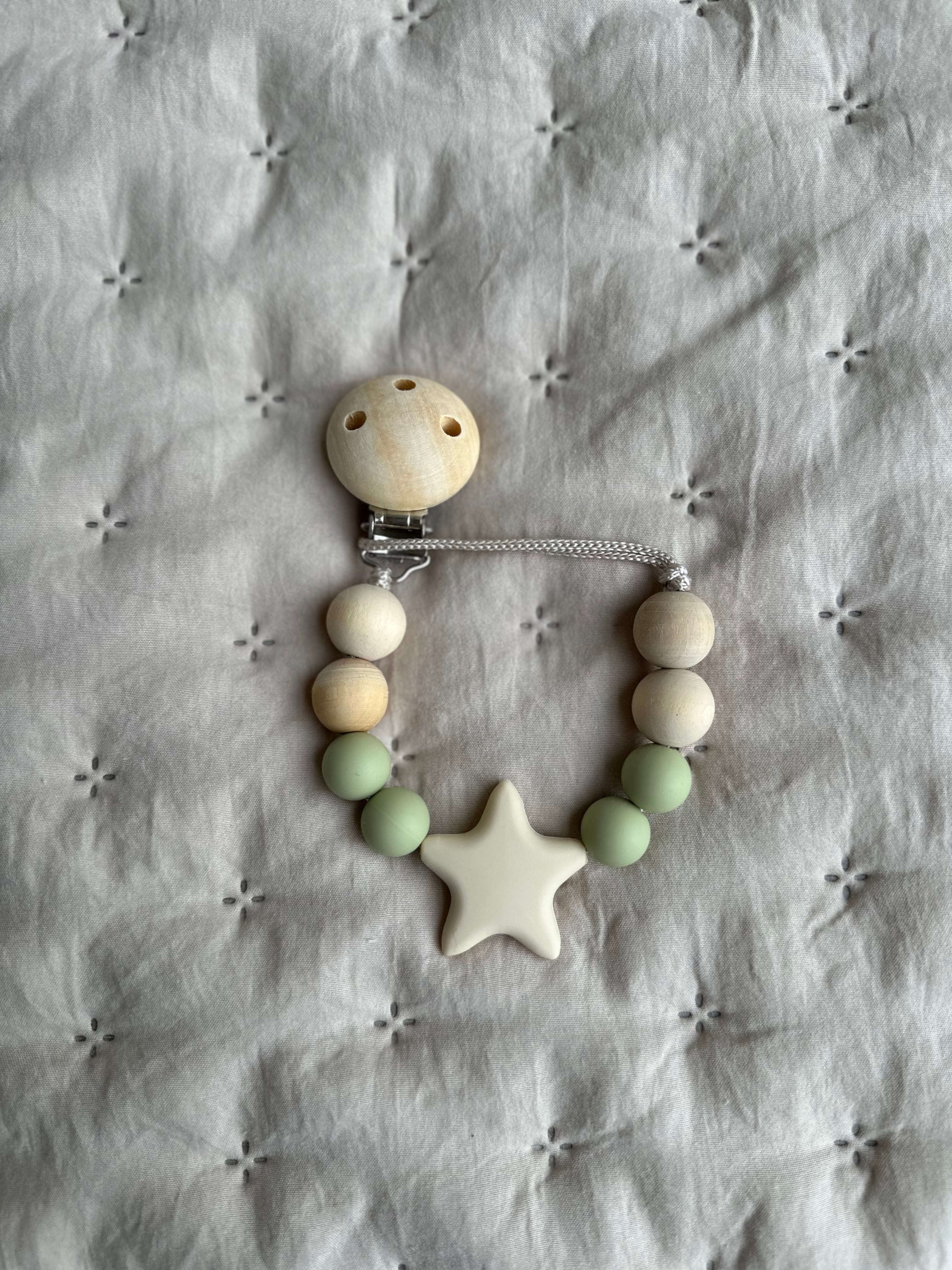 Yıldız Figürlü Silikon Boncuklu Emzik Zinciri