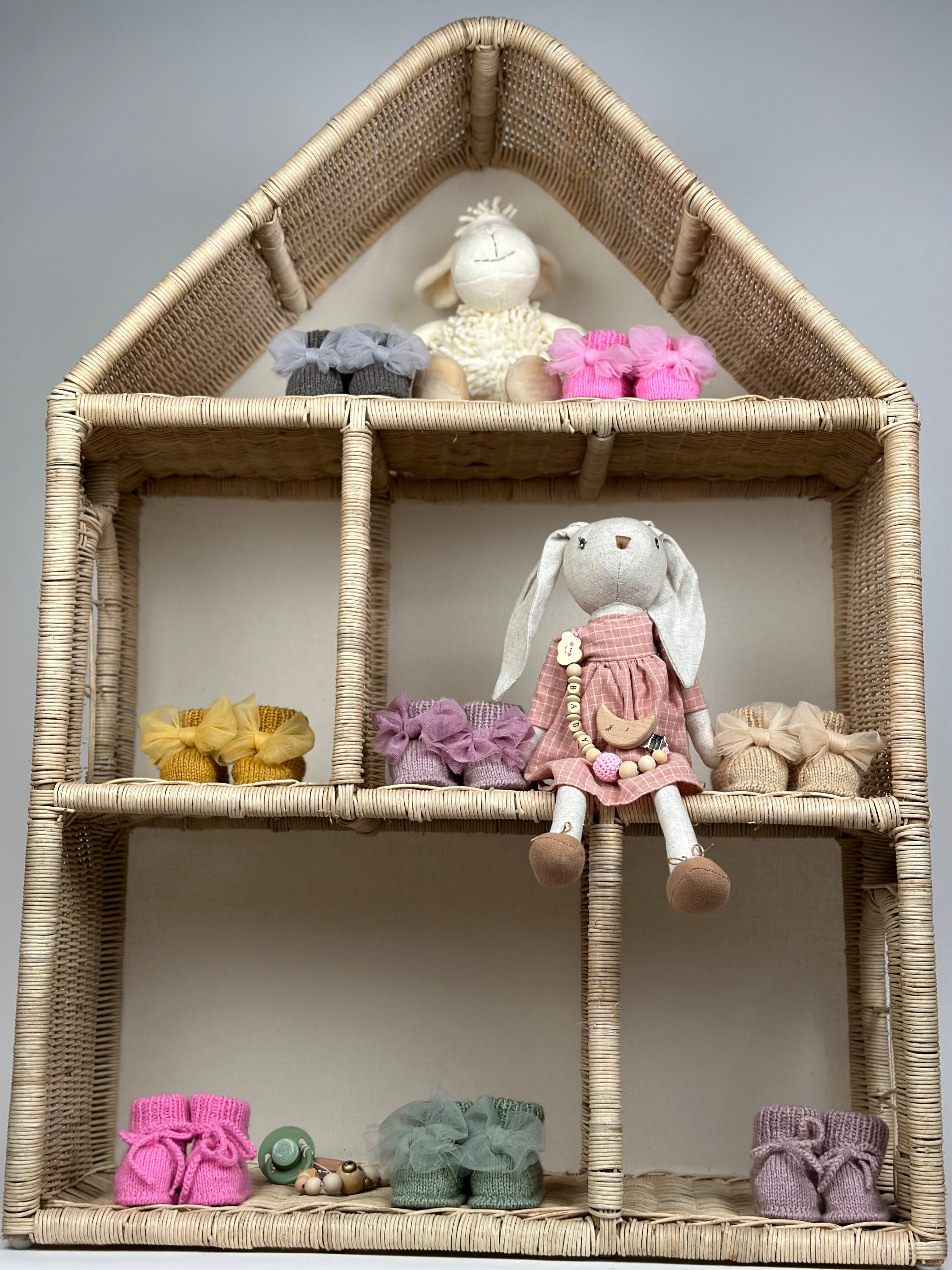 Gül Kurusu Handmade Bilekten Bağcıklı Kız Bebek Patik