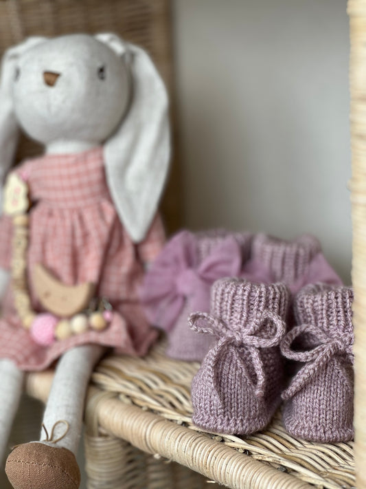 Gül Kurusu Handmade Bilekten Bağcıklı Kız Bebek Patik