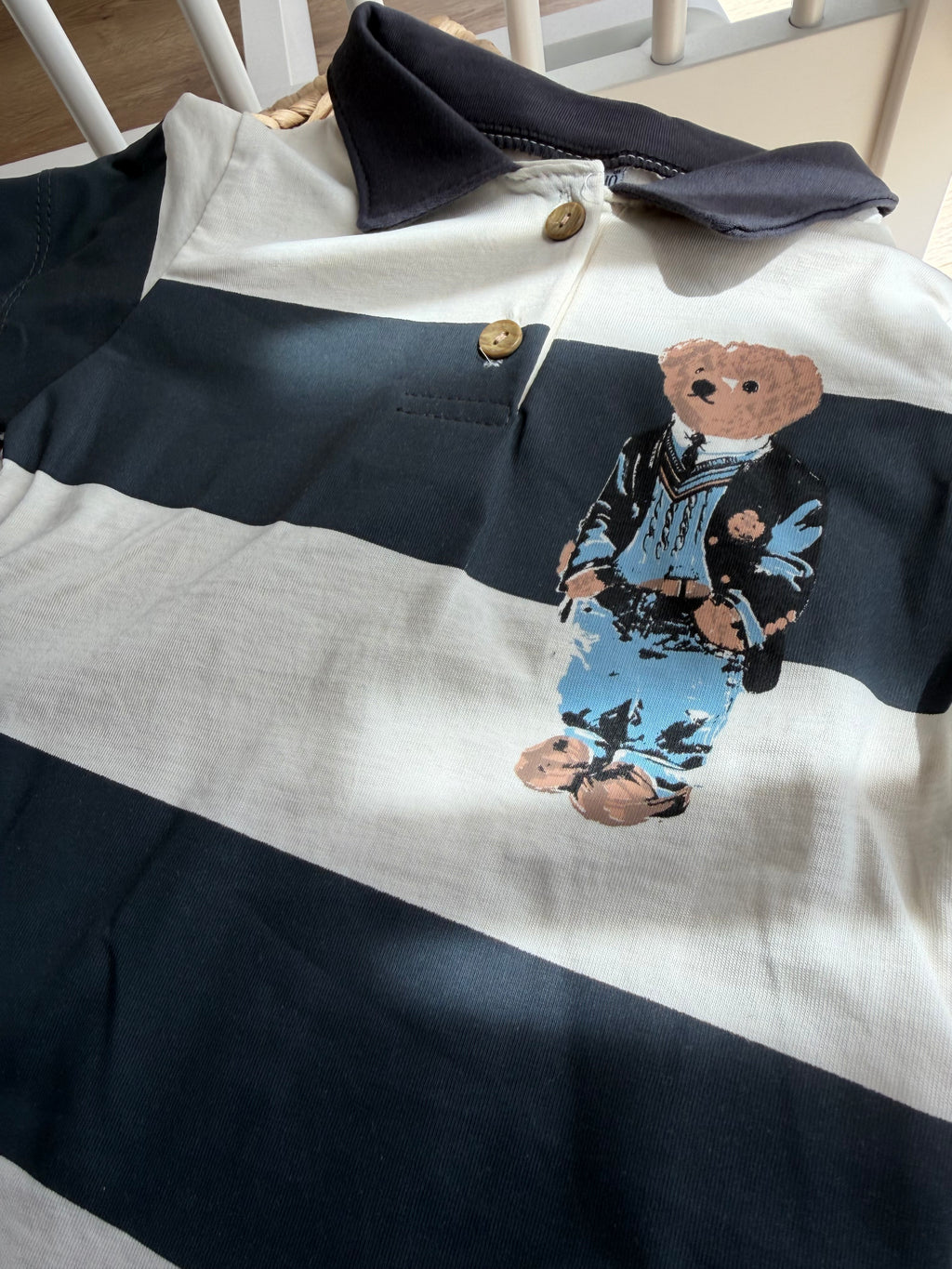 Siyah Teddy Bear Baskılı Erkek Bebek Şortlu Takım