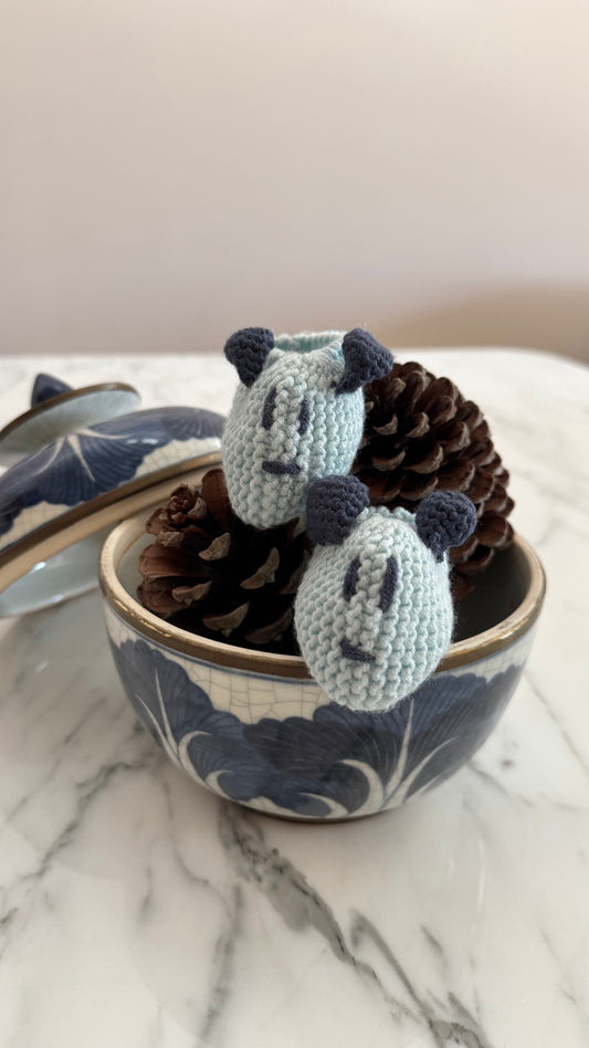 Mavi Handmade Kulak Figürlü Bebek Patiği