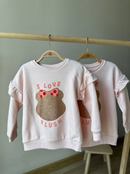 Pembe Minnie Mouse Baskı Detaylı Kız Bebek Sweatshirt
