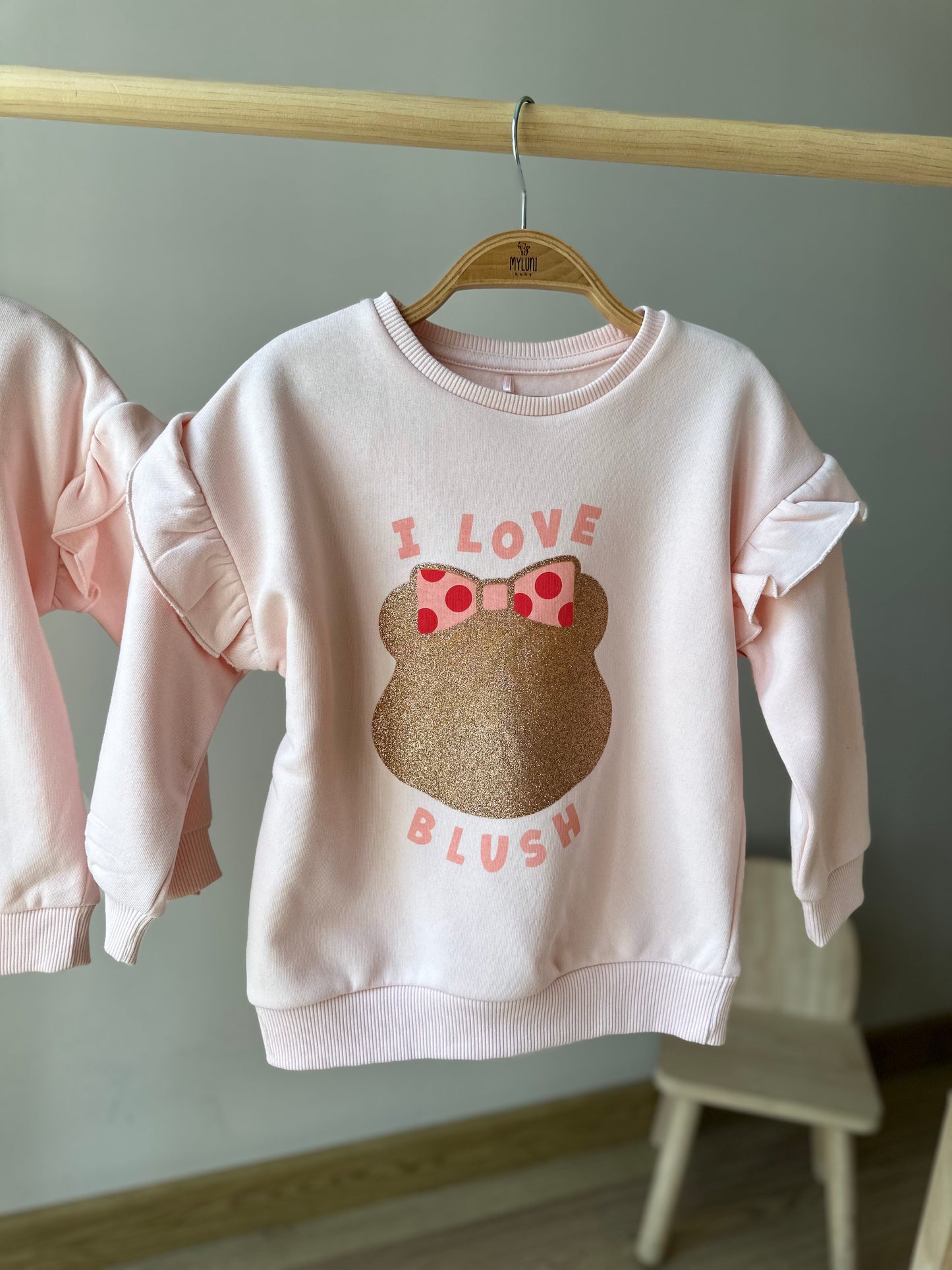 Pembe Minnie Mouse Baskı Detaylı Kız Bebek Sweatshirt