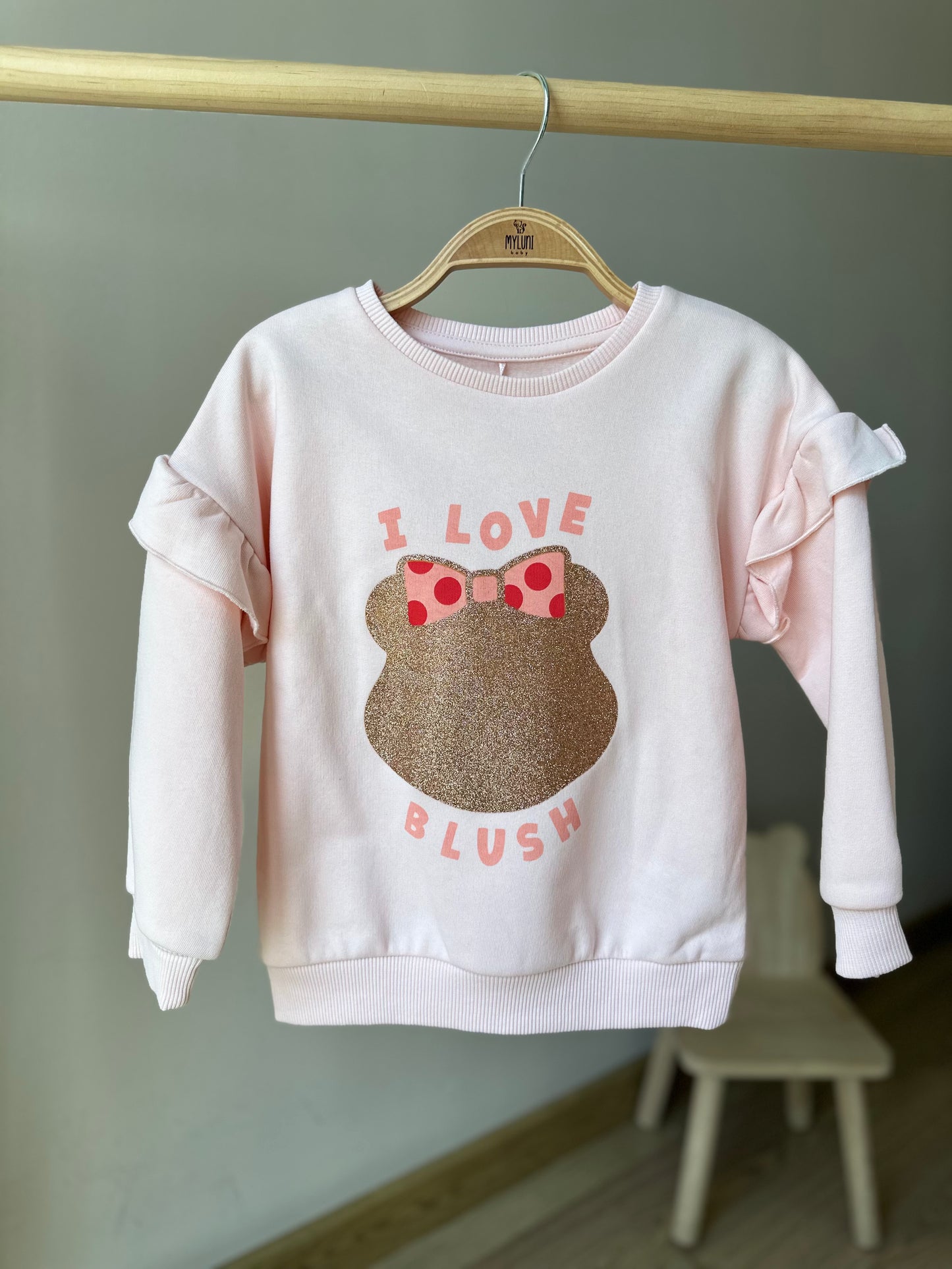 Pembe Minnie Mouse Baskı Detaylı Kız Bebek Sweatshirt