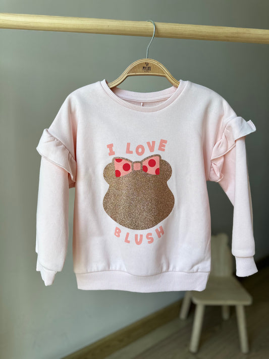 Pembe Minnie Mouse Baskı Detaylı Kız Bebek Sweatshirt