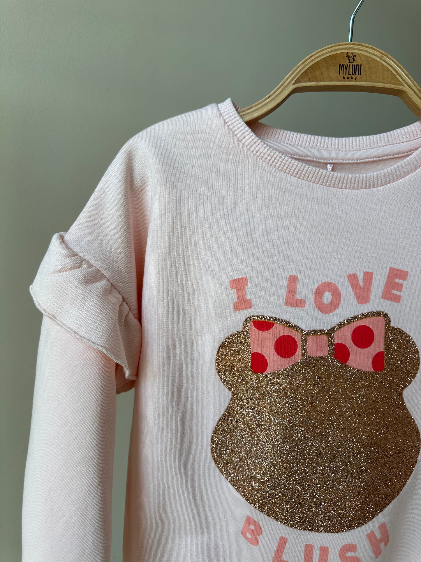 Pembe Minnie Mouse Baskı Detaylı Kız Bebek Sweatshirt