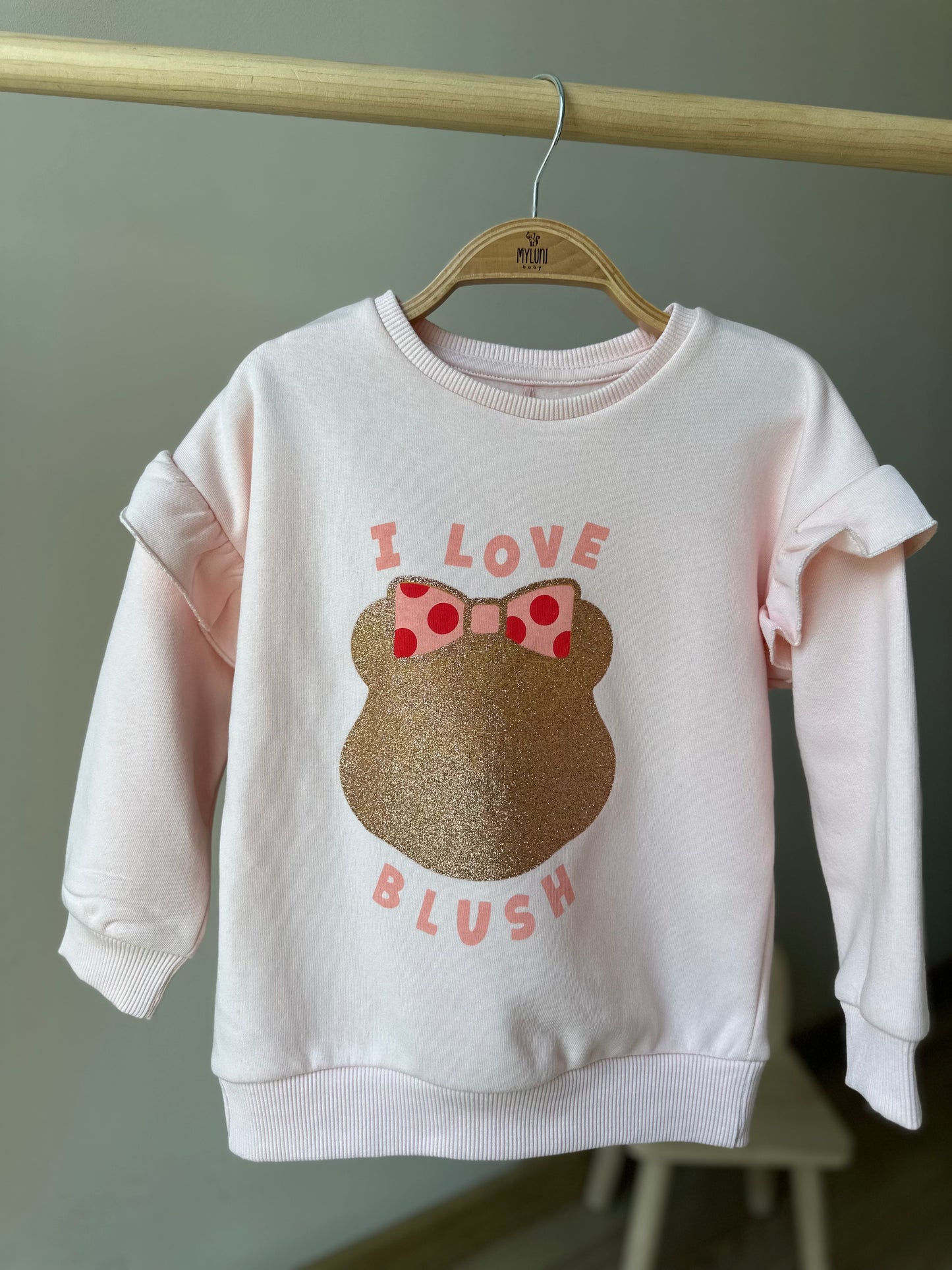 Pembe Minnie Mouse Baskı Detaylı Kız Bebek Sweatshirt