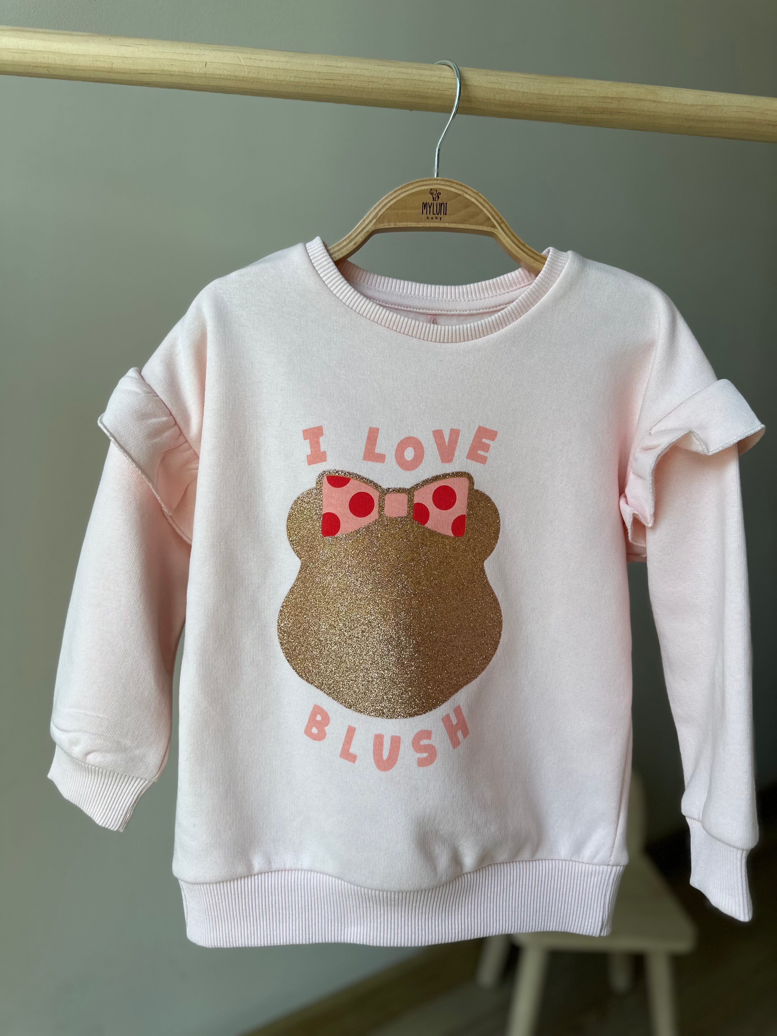 Pembe Minnie Mouse Baskı Detaylı Kız Bebek Sweatshirt