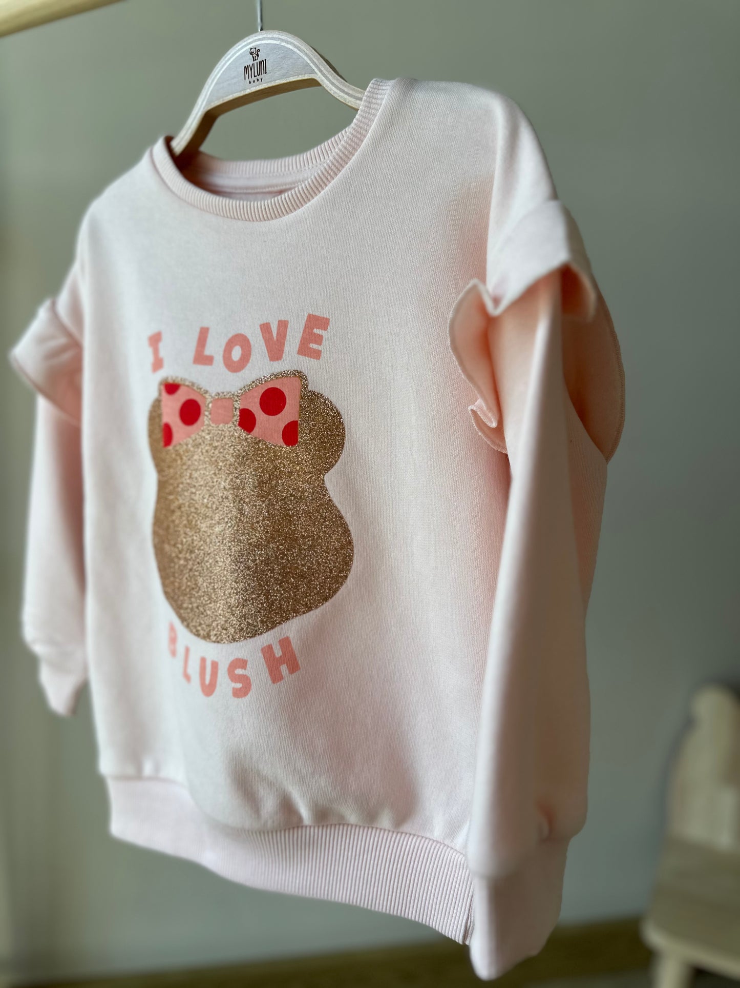 Pembe Minnie Mouse Baskı Detaylı Kız Bebek Sweatshirt