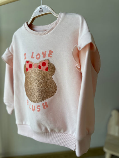 Pembe Minnie Mouse Baskı Detaylı Kız Bebek Sweatshirt