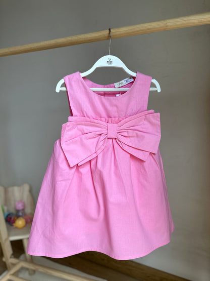 Pembe Fiyonklu Kolsuz Kız Çocuk Elbise