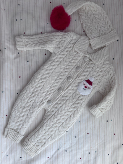 Noel Babalı Unisex Triko Bebek Tulum