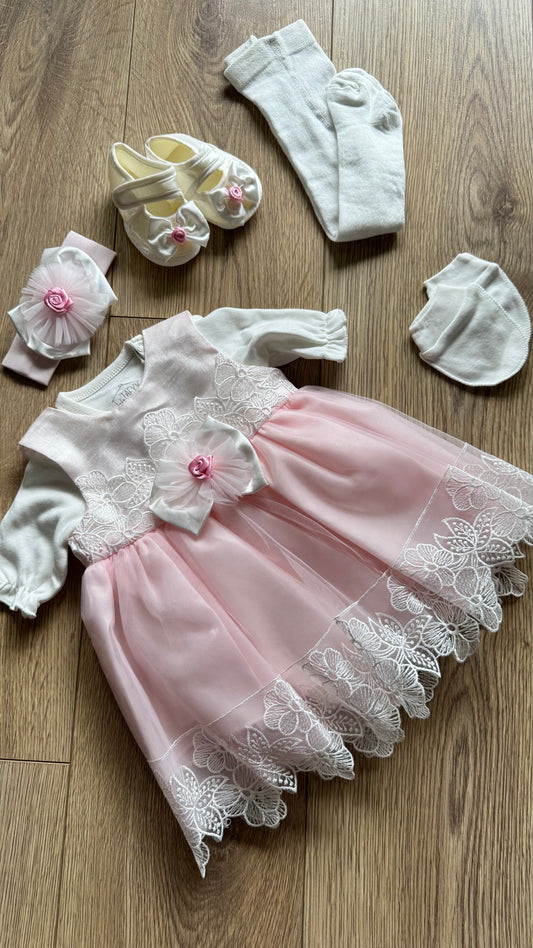 Güpürlü Şık 6'lı Kız Bebek Takımı
