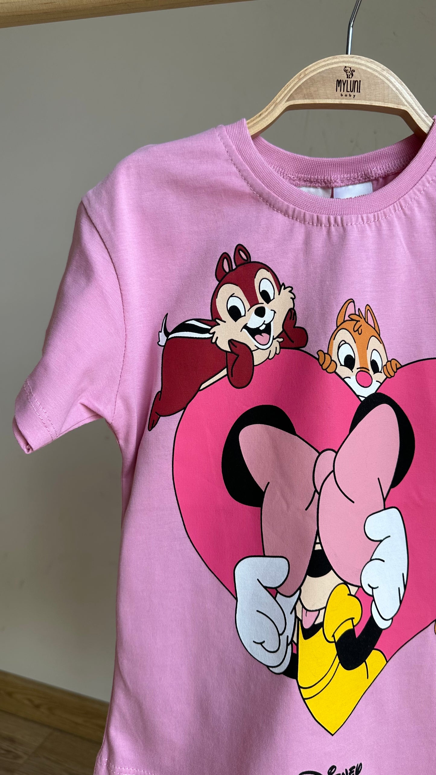 Pembe Disney Baskılı Kız Bebek Şortlu Takım