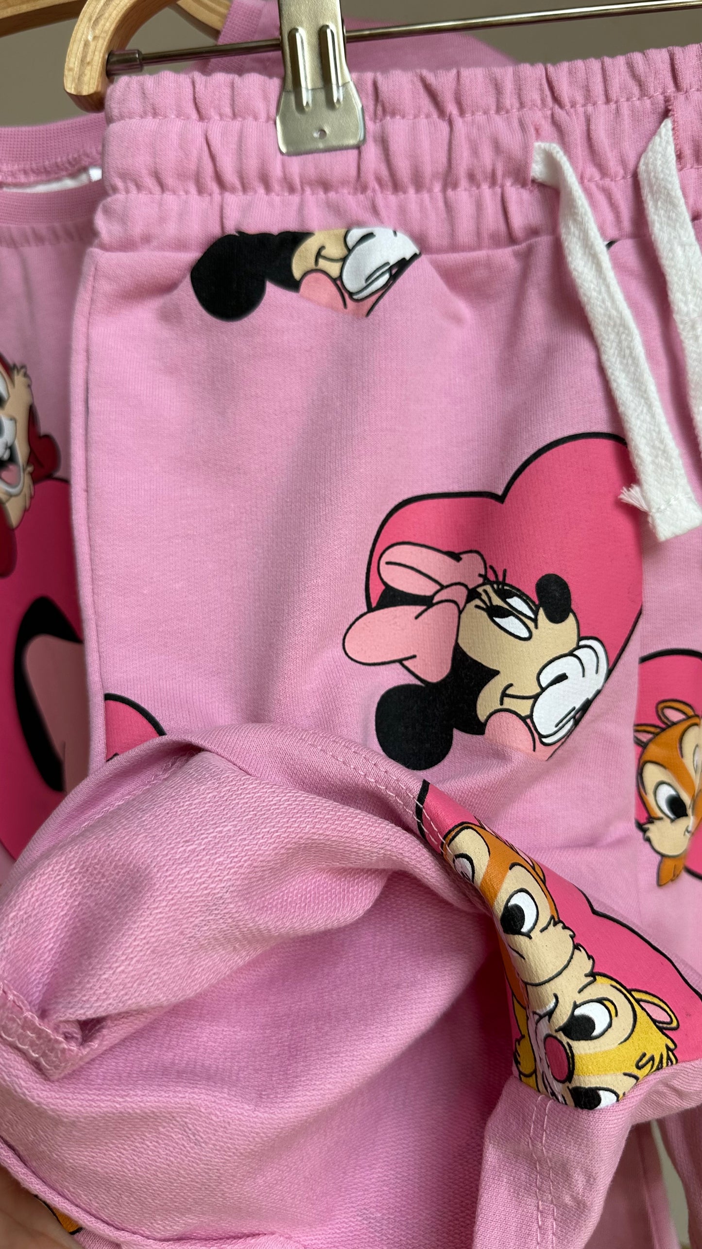 Pembe Disney Baskılı Kız Bebek Şortlu Takım