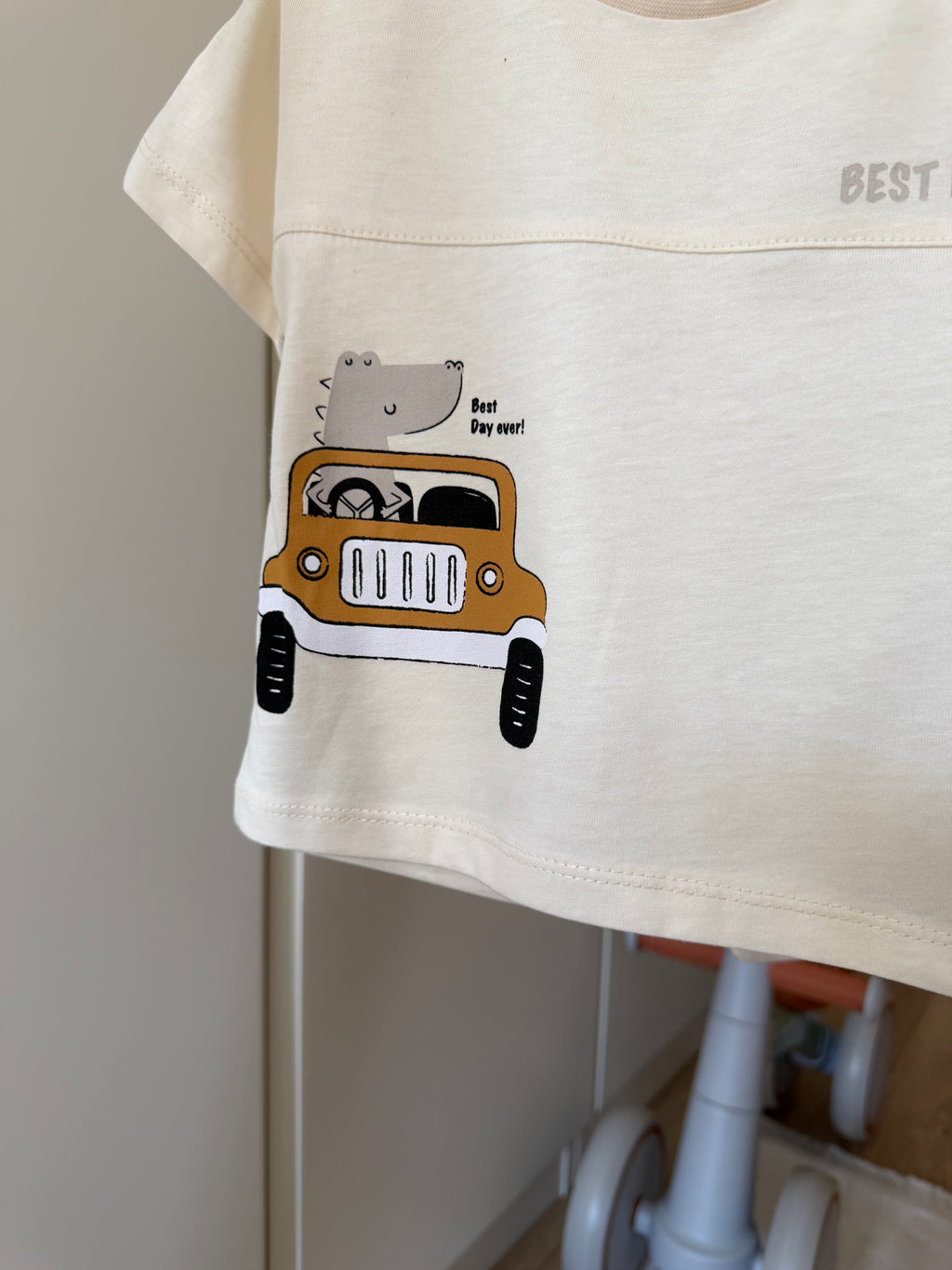 Araba Baskılı Denim Şortlu Erkek Bebek Takım