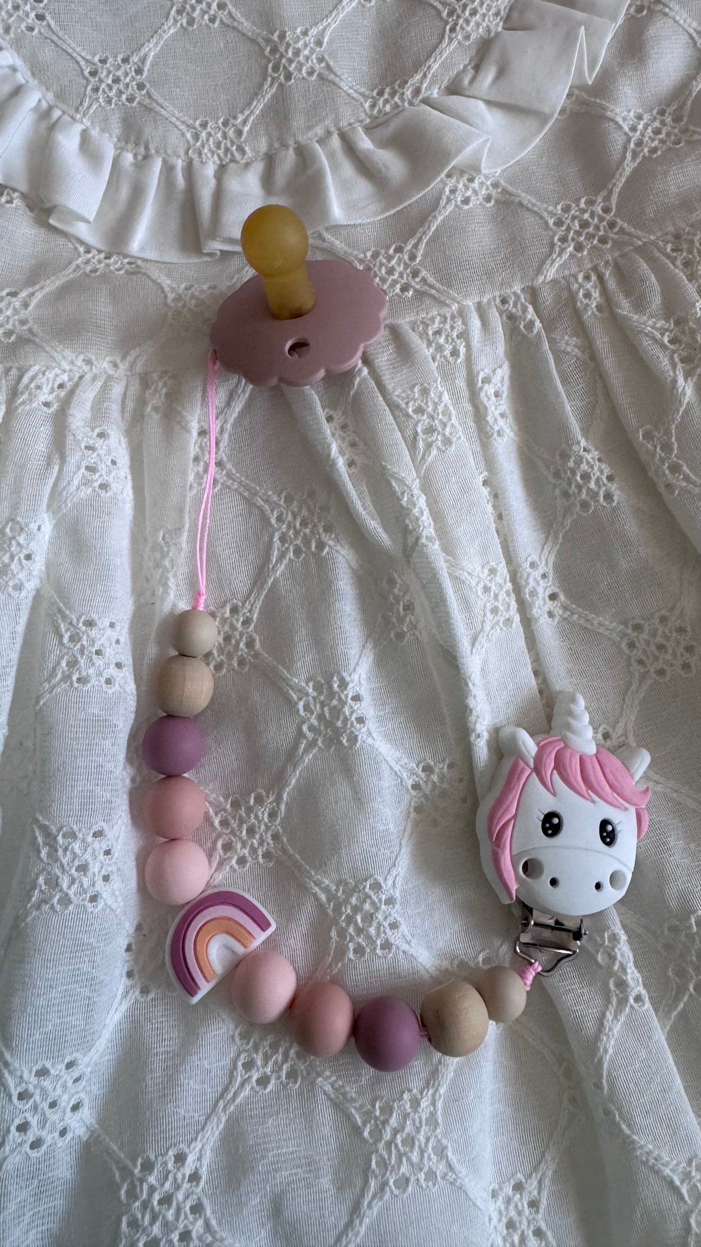 Unicorn Figürlü Silikon Boncuklu Emzik Zinciri