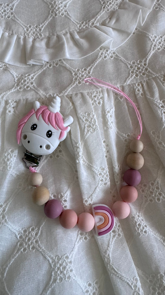 Unicorn Figürlü Silikon Boncuklu Emzik Zinciri
