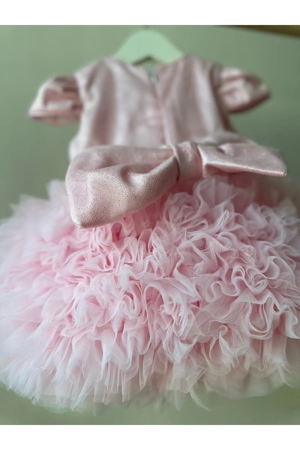 Pembe Kabarık Tütü Etekli Simli Kız Bebek Elbise