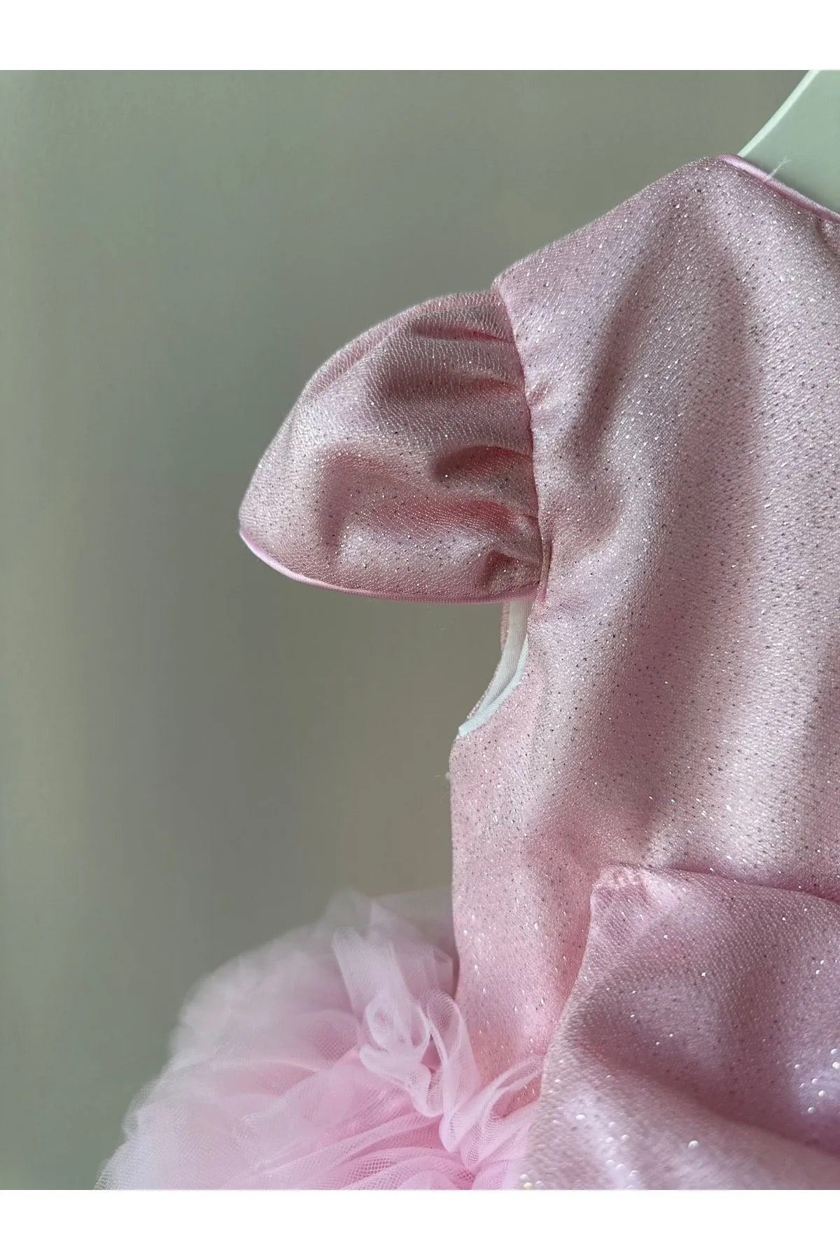 Pembe Kabarık Tütü Etekli Simli Kız Bebek Elbise