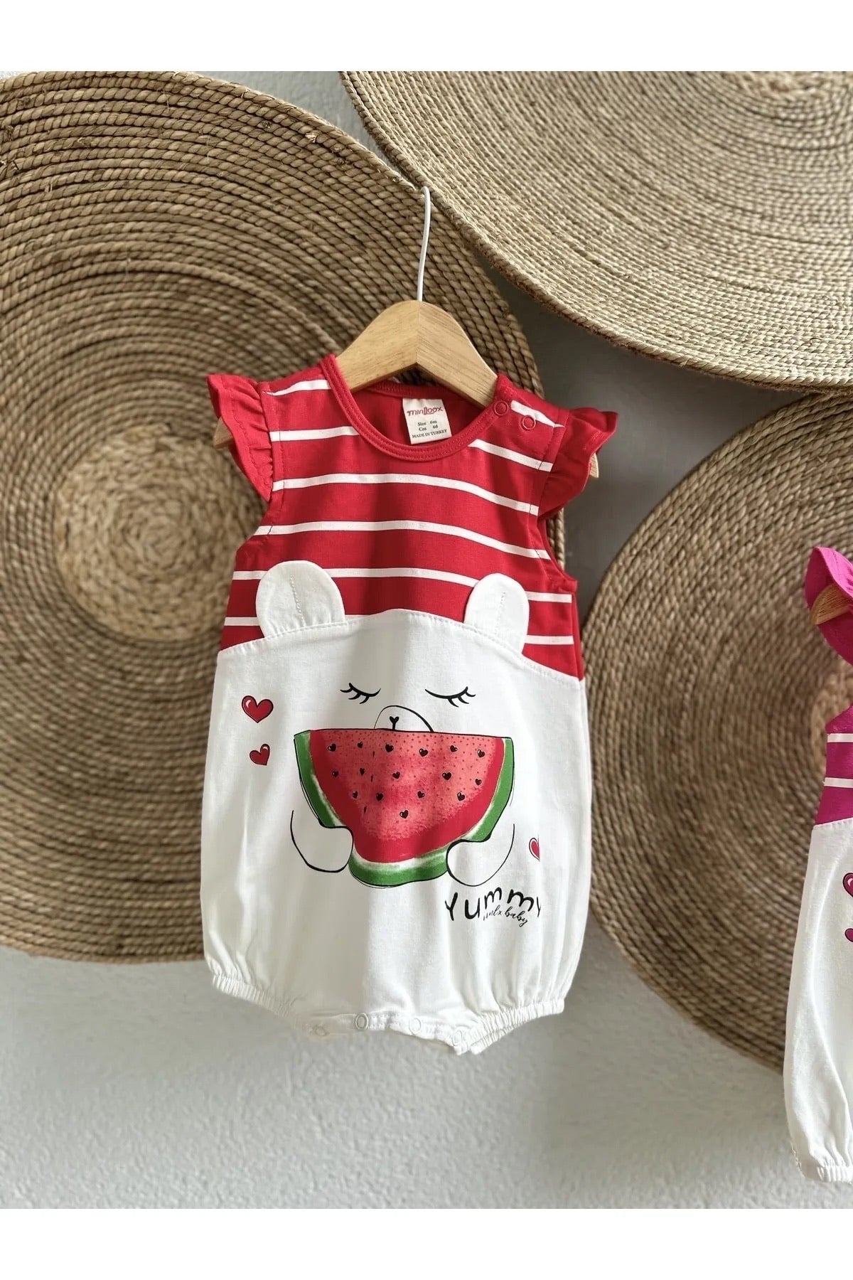 Kırmızı Karpuz Baskılı Kız Bebek Çıtçıtlı Body