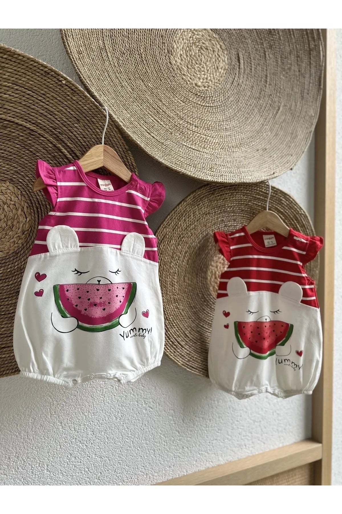 Pembe Karpuz Baskılı Kız Bebek Çıtçıtlı Body