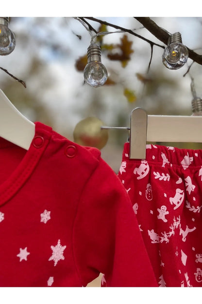 Yılbaşı Temalı Noel Baba Desenli 3'lü Bebek Takım