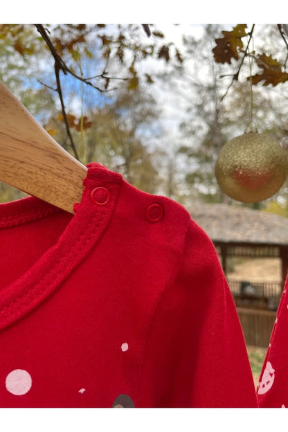 Yılbaşı Temalı Noel Baba ve Ren Geyiği Desenli 3'lü Bebek Takım