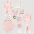 Pembe 10’lu Müslin Kız Bebek Hastane Çıkış Seti – %100 Pamuk