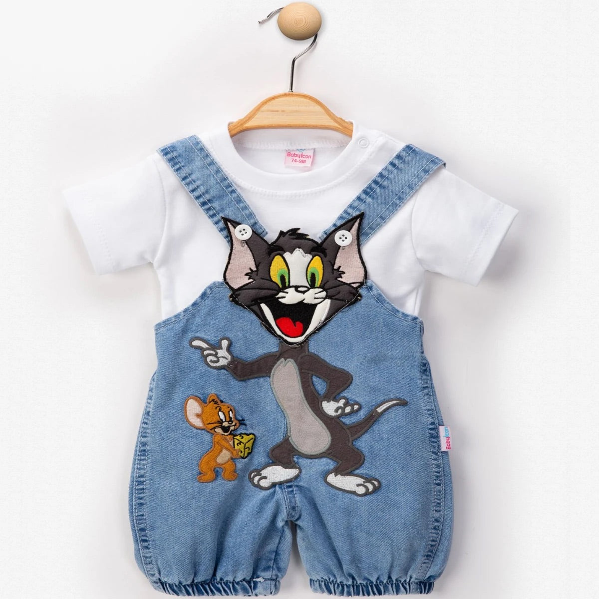Denim Tom ve Jerry Unisex Bebek Salopet